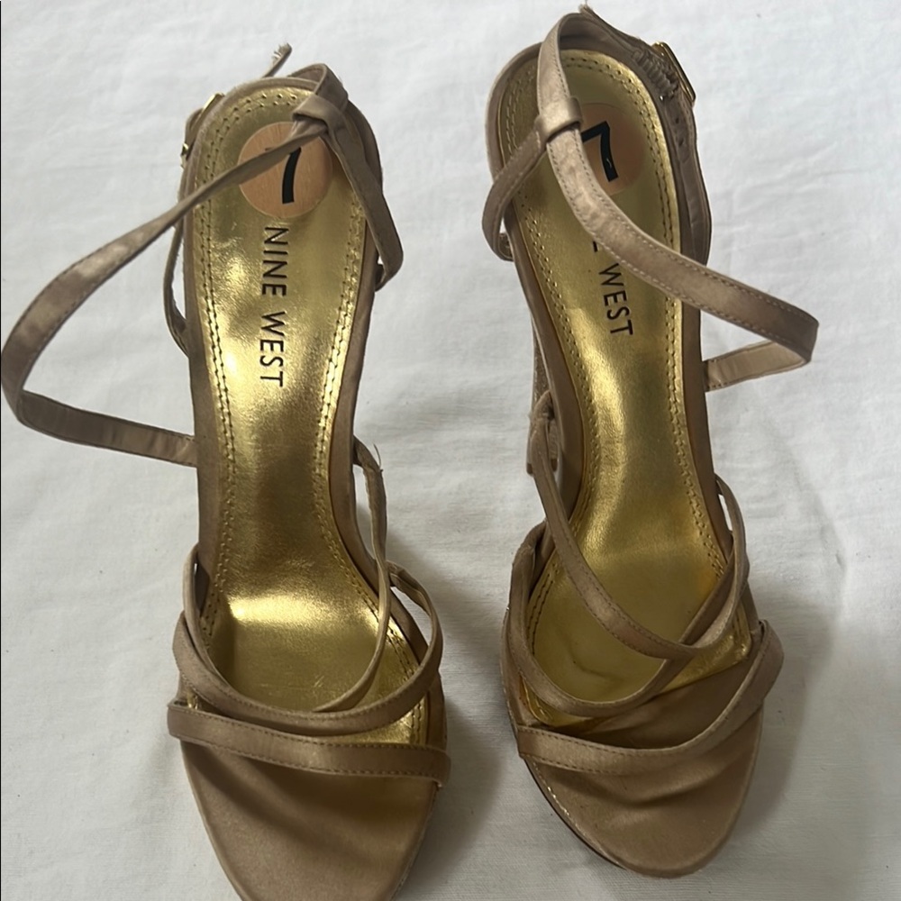 Nine West Tan Strappy Stiletto Heels with Stiletto - Picture 4 of 7